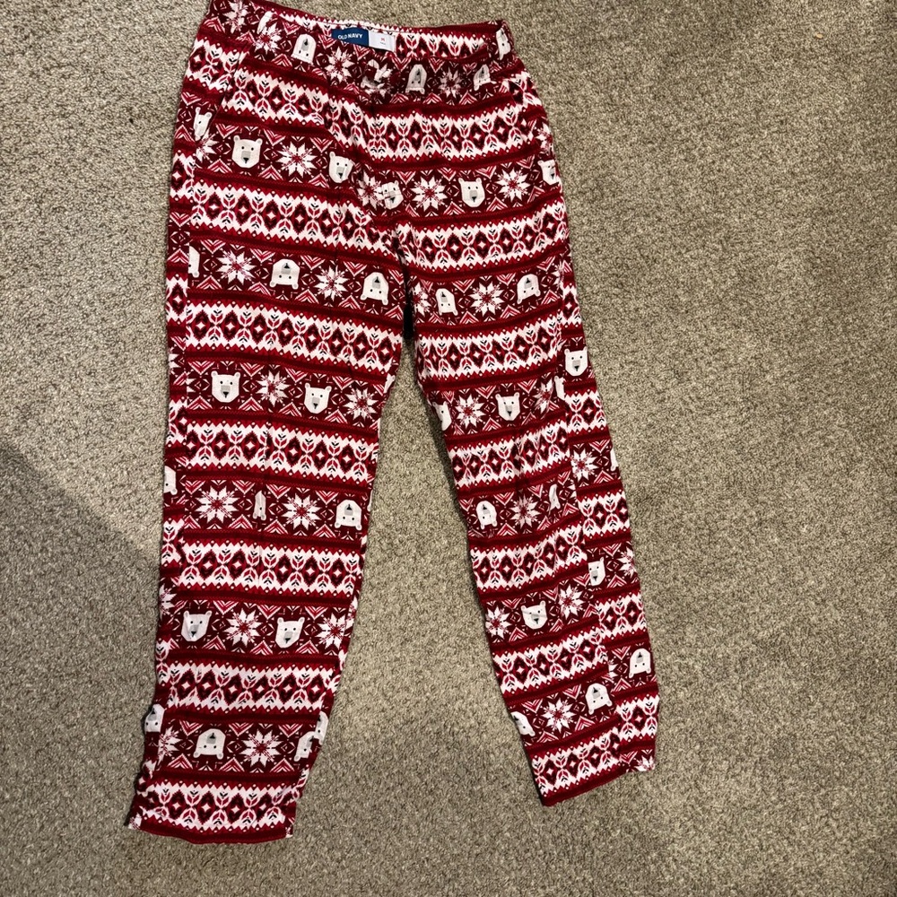 Red and White Patterned Pajama Pants